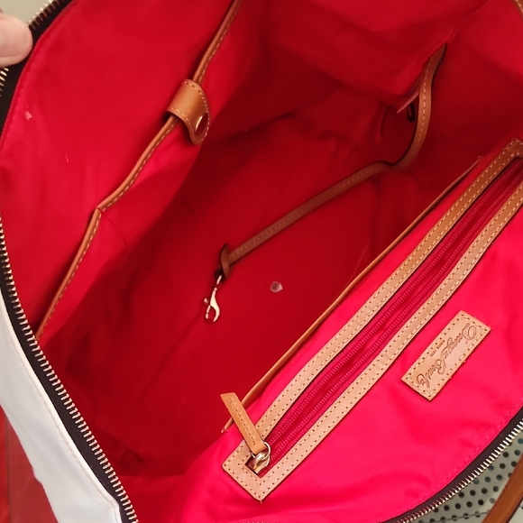 Dooney & Bourke Leather Tote White Green Tan Colorblock Shoulder Bag - Picture 11 of 15